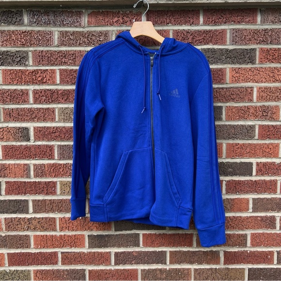 Adidas Royal Blue Full Zip Up Athletic Hooded Sweatshirt Hoodie - Picture 1 of 4